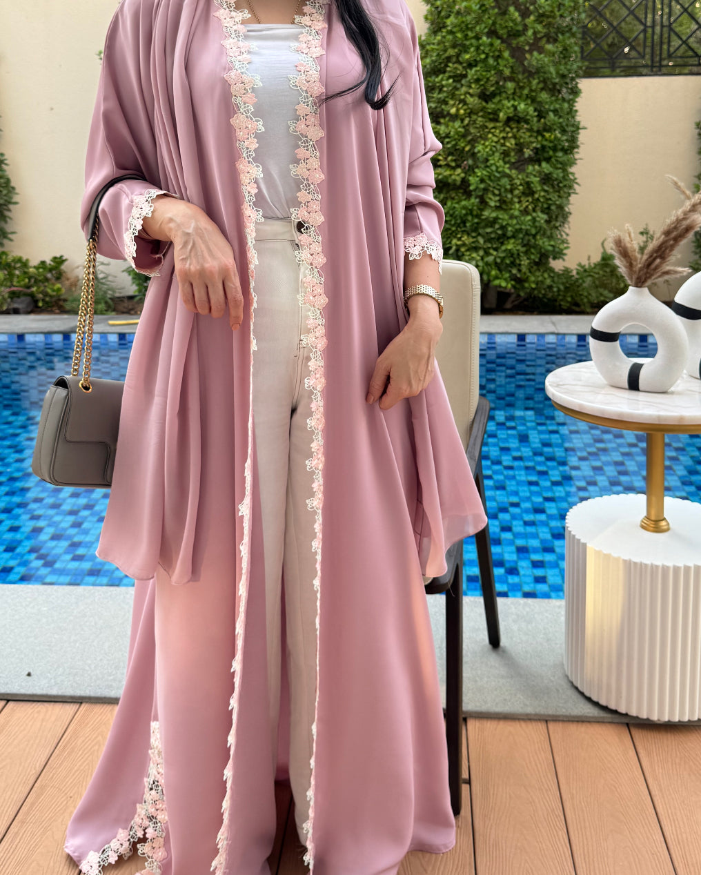 Bloom lace Abaya