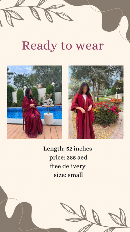 Royal red ready to wear abaya