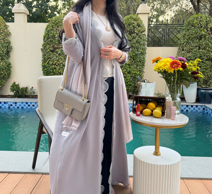 Grey pearl abaya Ready to wear 🫶🏻