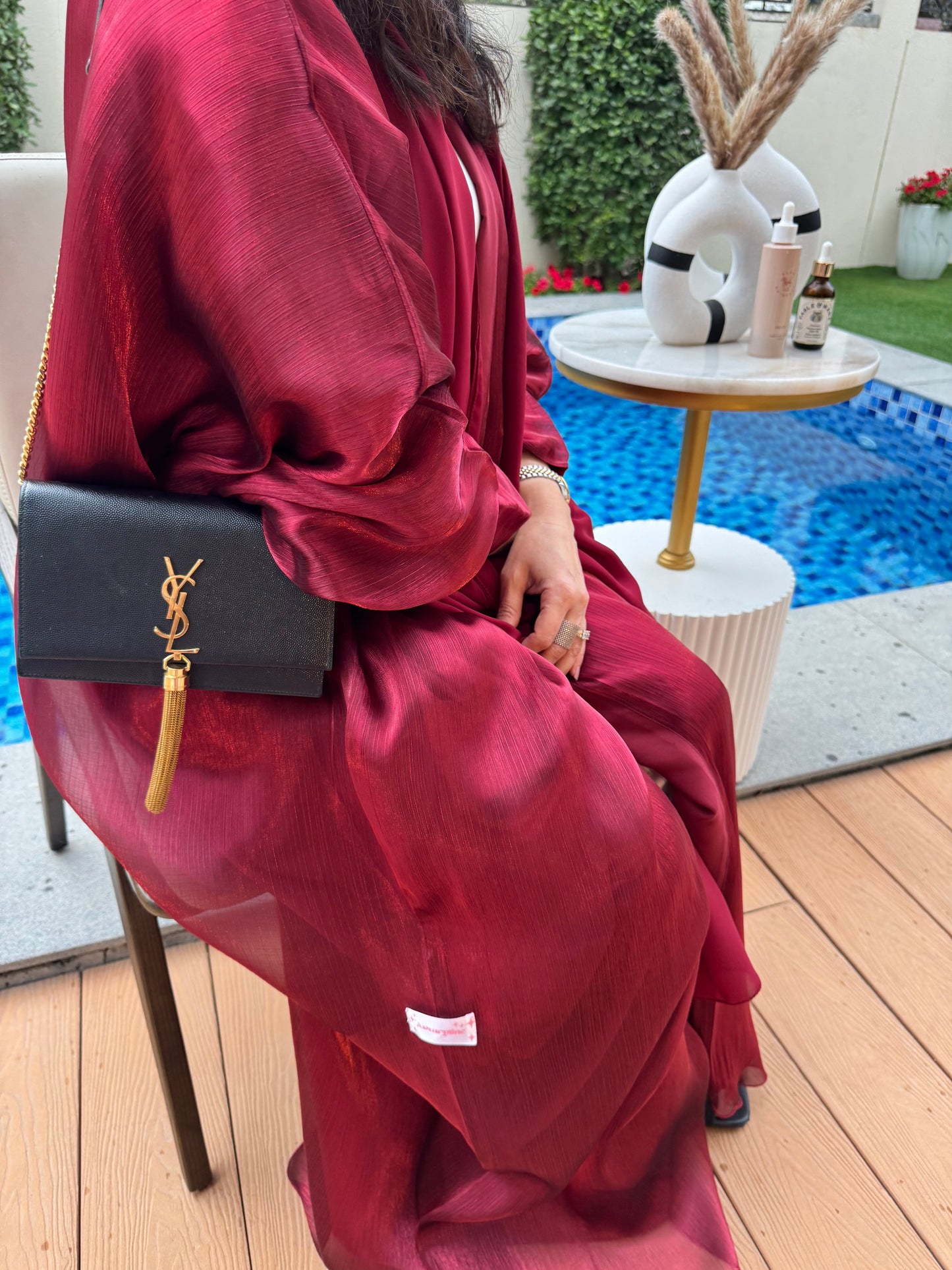Royal red ready to wear abaya