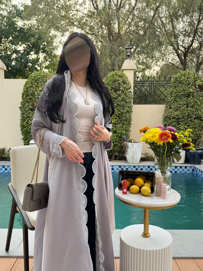 Grey pearl abaya Ready to wear 🫶🏻