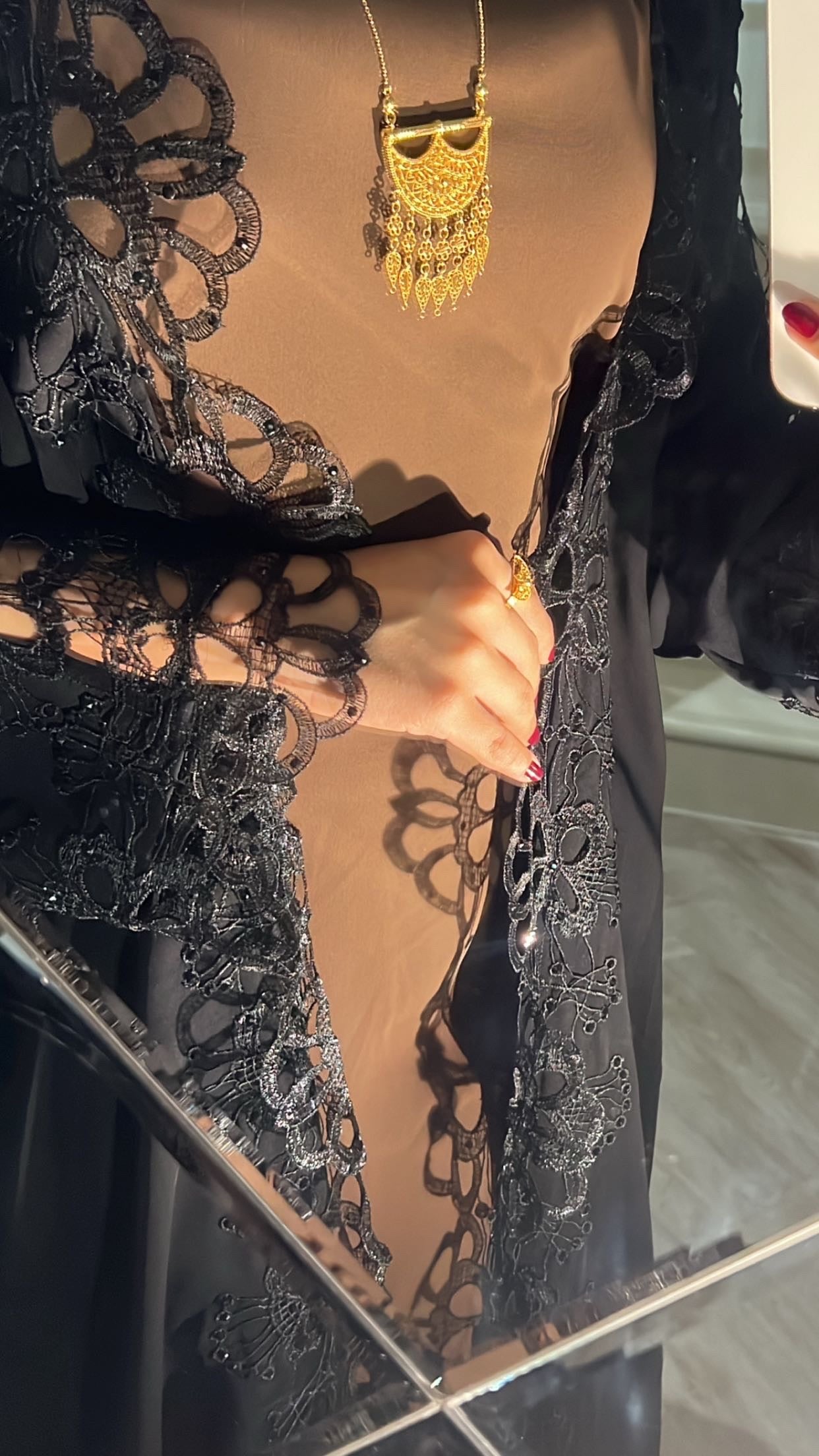 Flower lace abaya