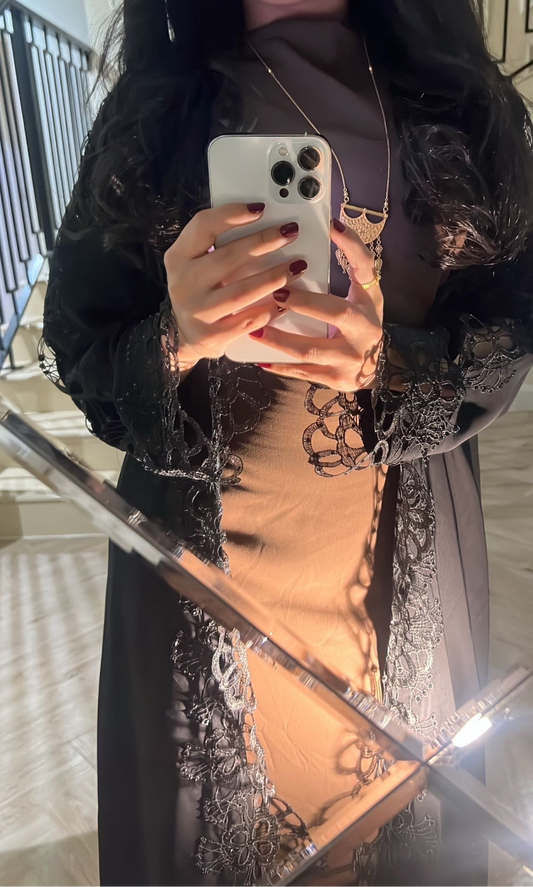 Flower lace abaya