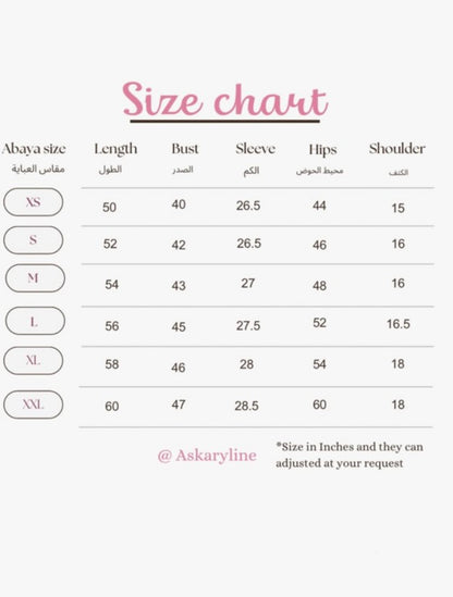 Chic abaya (Nada fabric) -available in all colors
