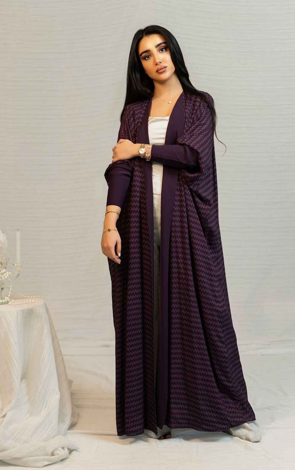 Purple Stripes Abaya Bisht