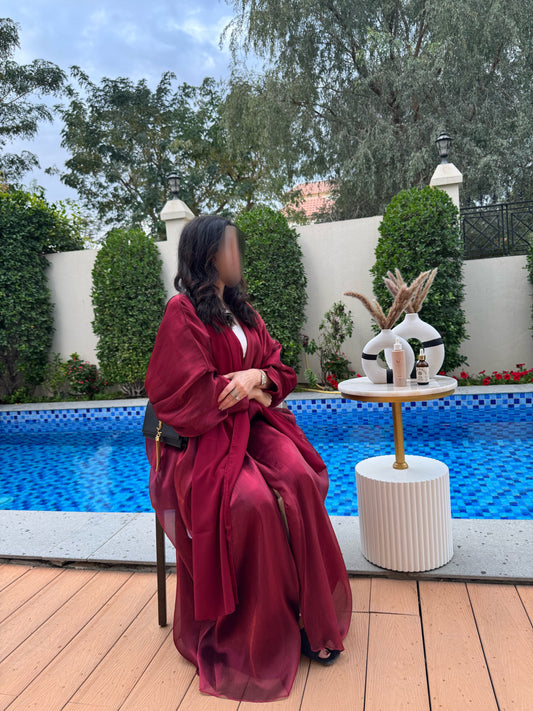 Royal red ready to wear abaya