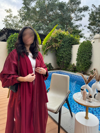 Royal red ready to wear abaya