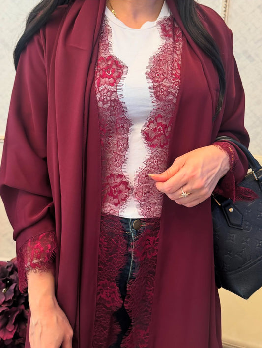 Whimsical floral lace Abaya