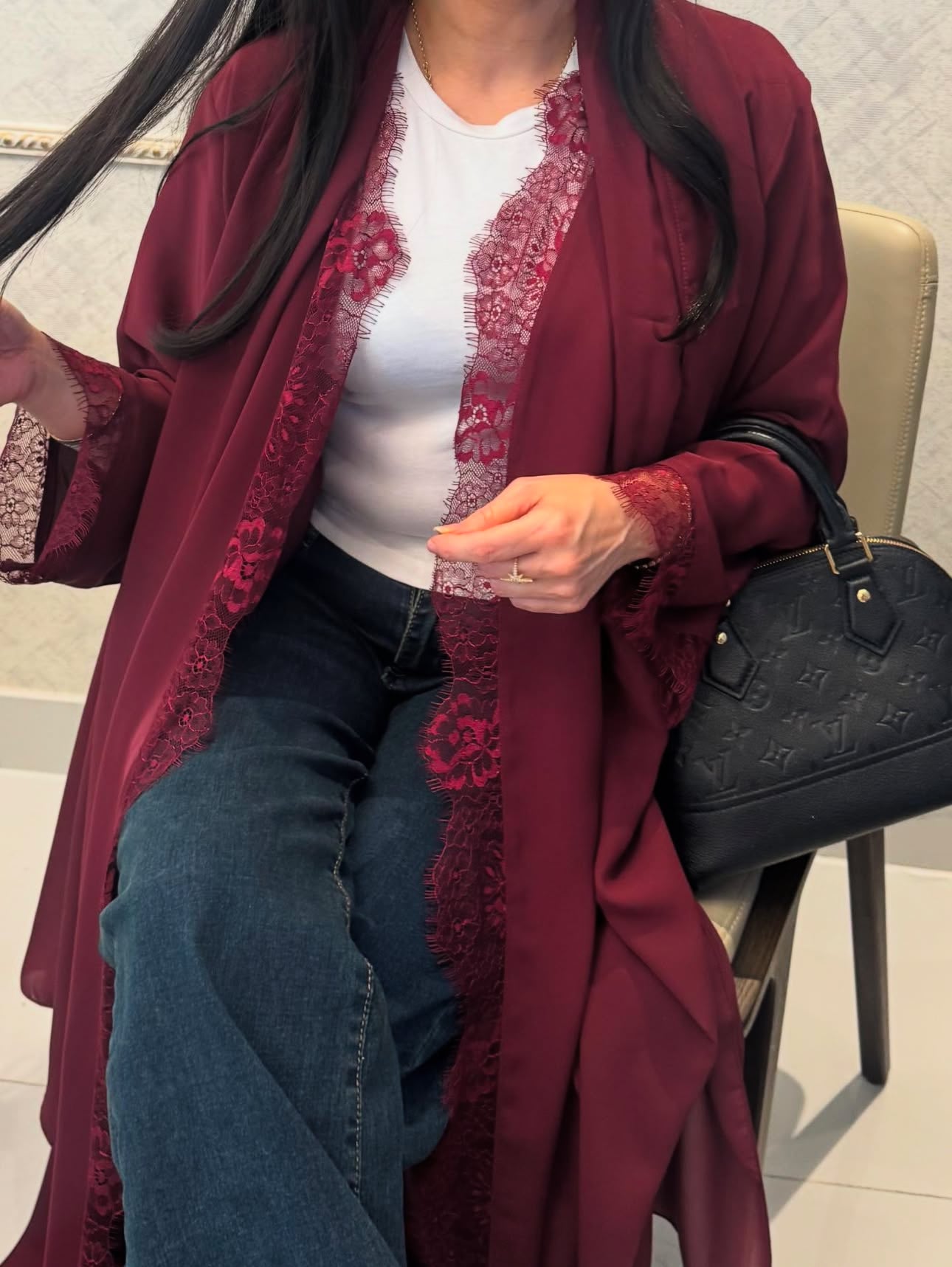 Whimsical floral lace Abaya